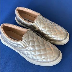 Cute Steve Madden gold slip-on quilted sneakers!!